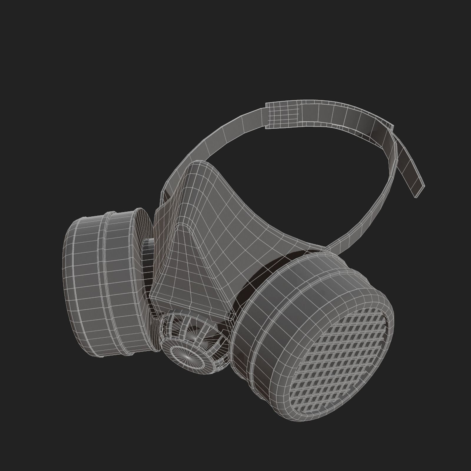 Gas mask respirator scifi military futuristic technology Low-poly 3D model_9