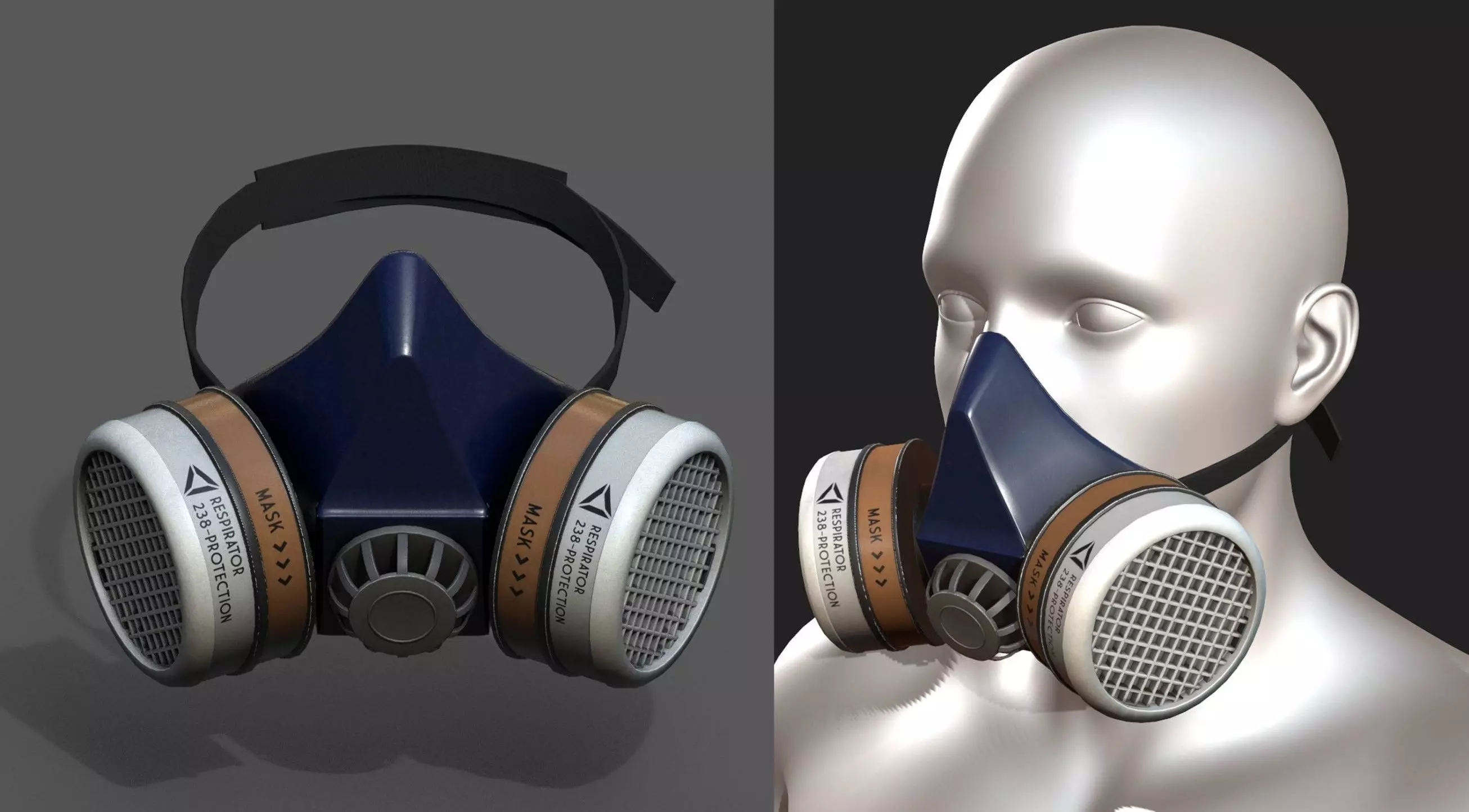 Gas mask respirator scifi military futuristic technology Low-poly 3D model_0