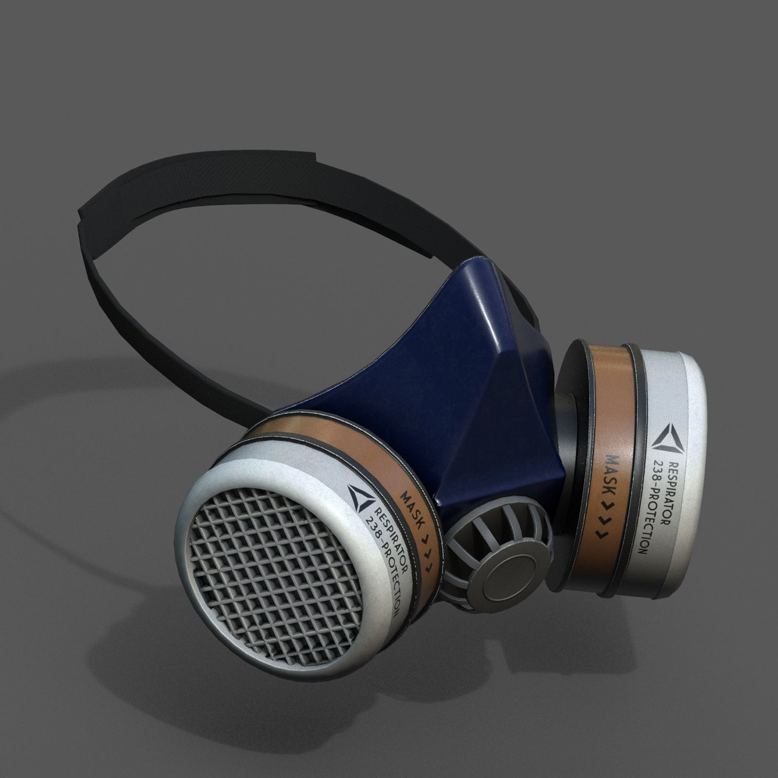 Gas mask respirator scifi military futuristic technology Low-poly 3D model_4