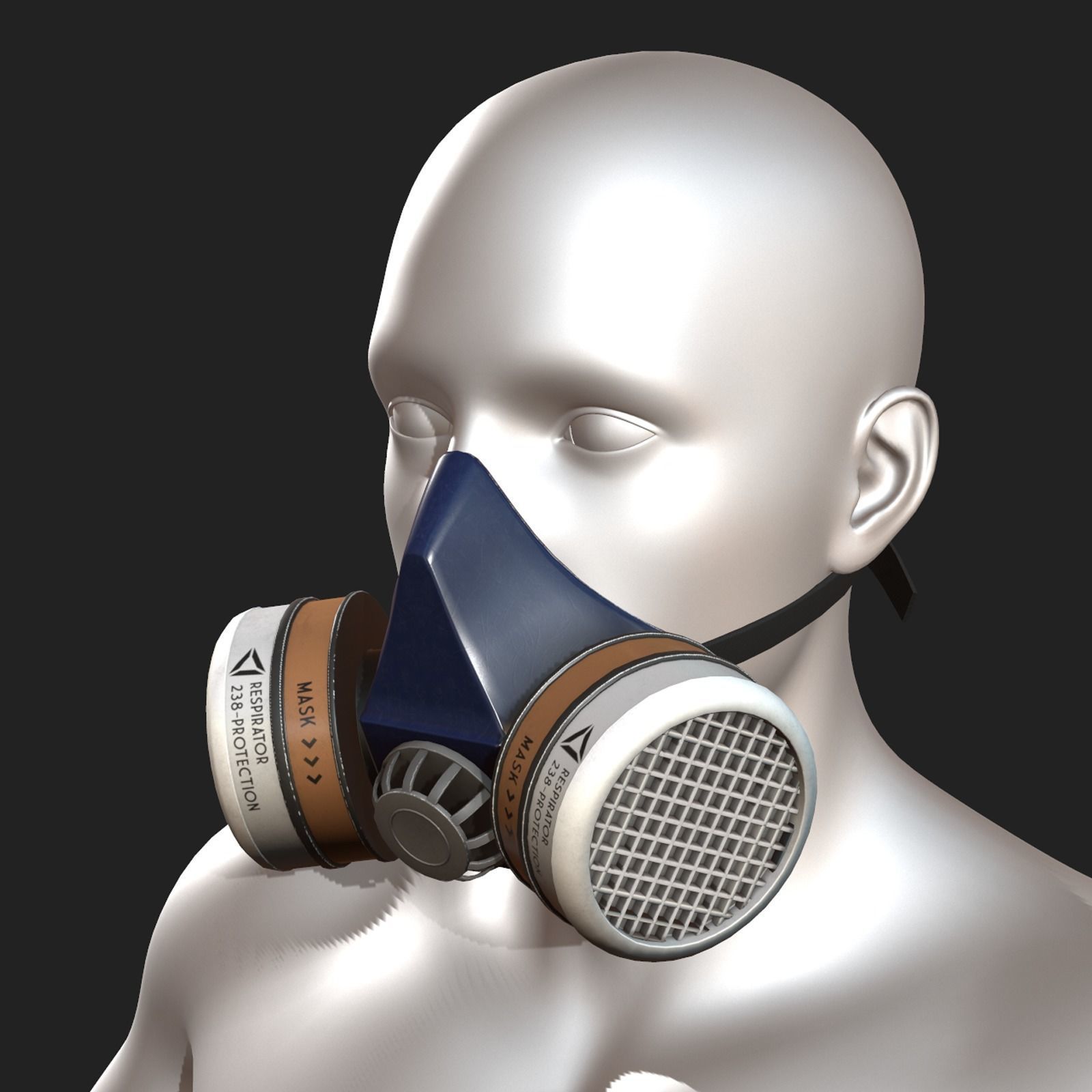 Gas mask respirator scifi military futuristic technology Low-poly 3D model_1