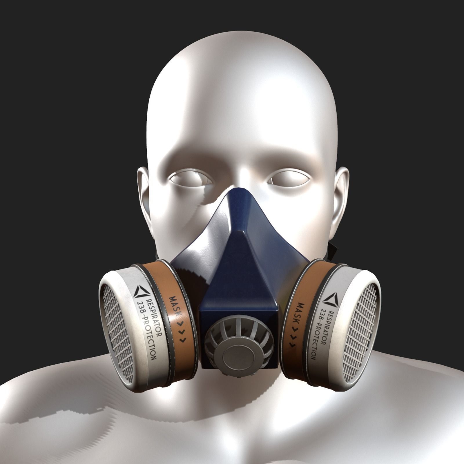 Gas mask respirator scifi military futuristic technology Low-poly 3D model_2