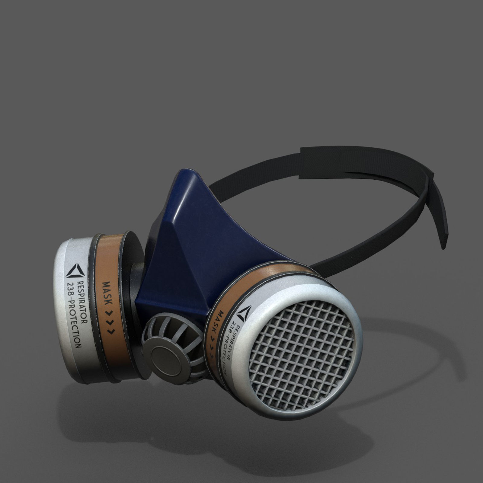 Gas mask respirator scifi military futuristic technology Low-poly 3D model_5