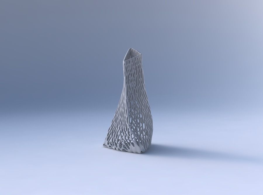 Vase twist grounded tilted triangle with lattice tiles 3D print model_4