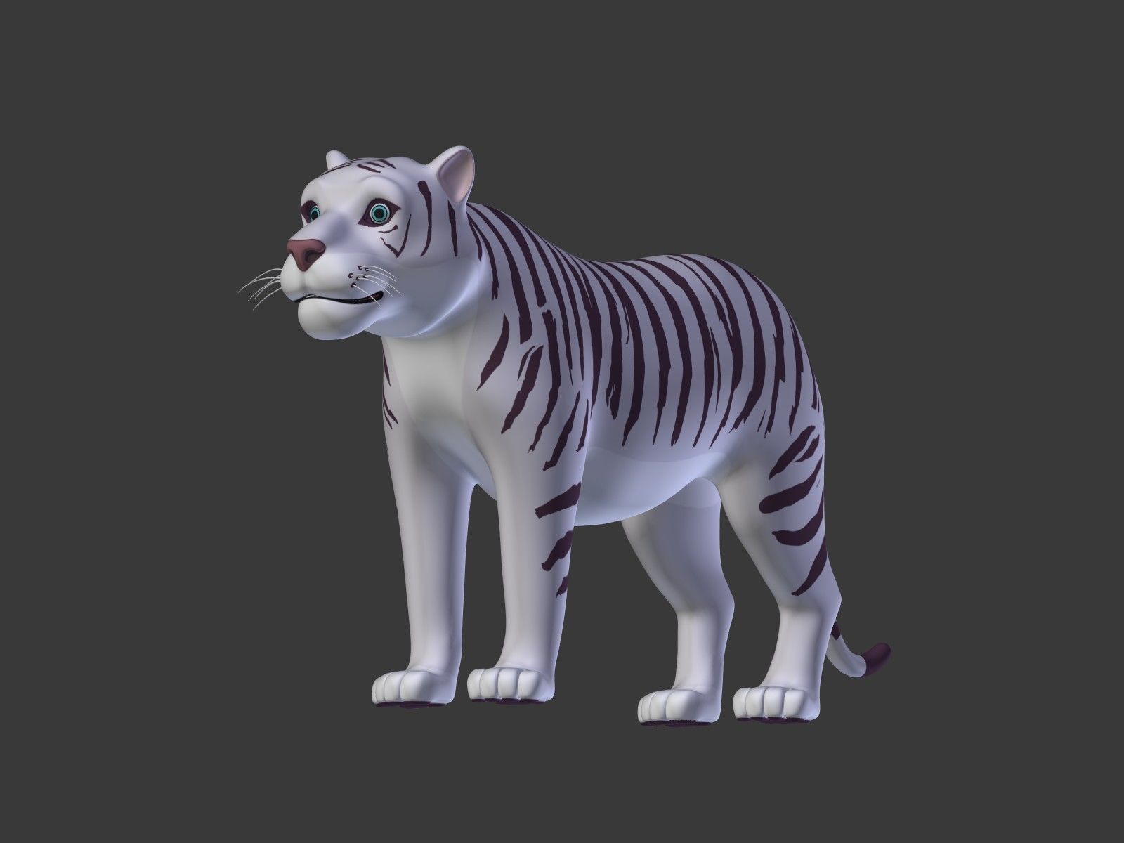 Cartoon White Tiger 3D model_17