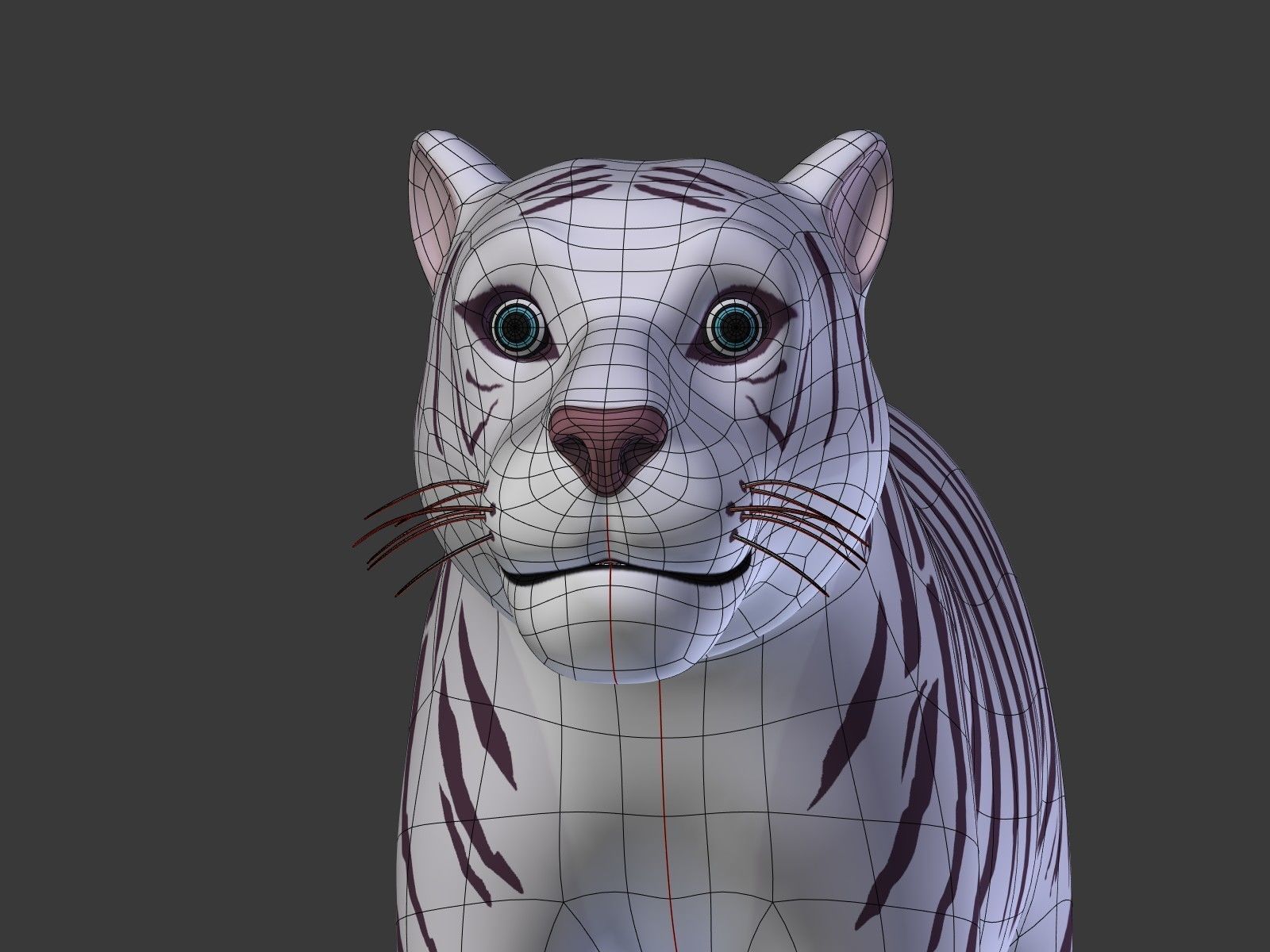 Cartoon White Tiger 3D model_6