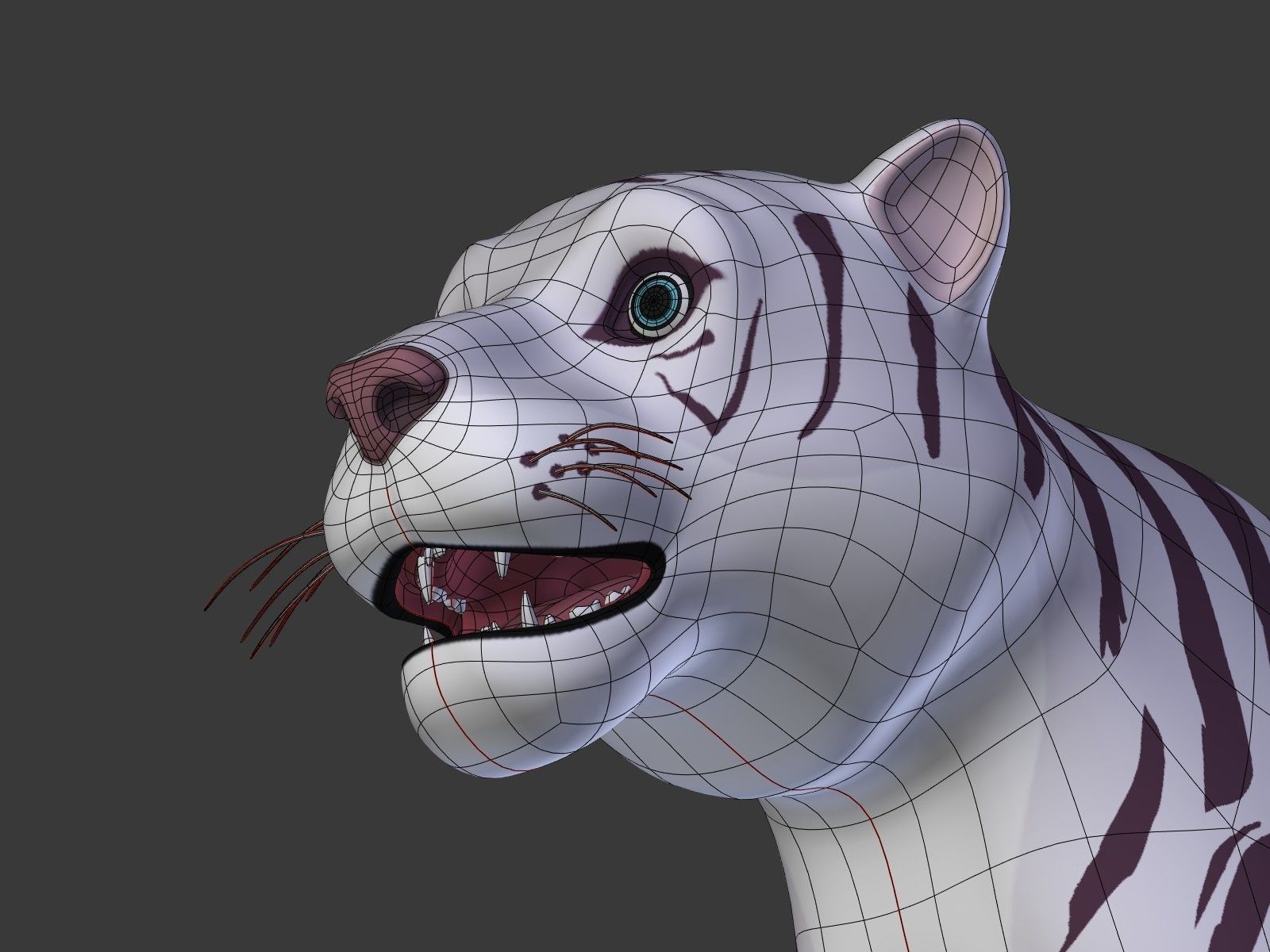 Cartoon White Tiger 3D model_8