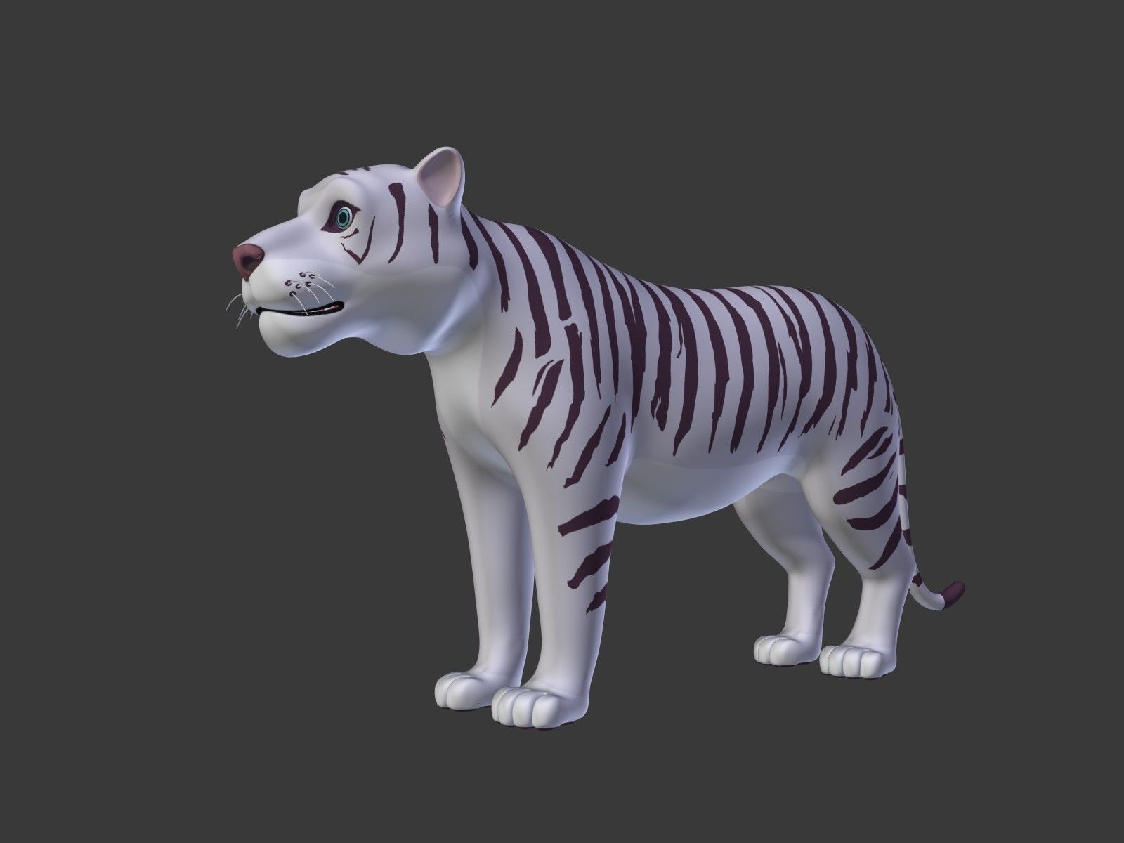 Cartoon White Tiger 3D model_2