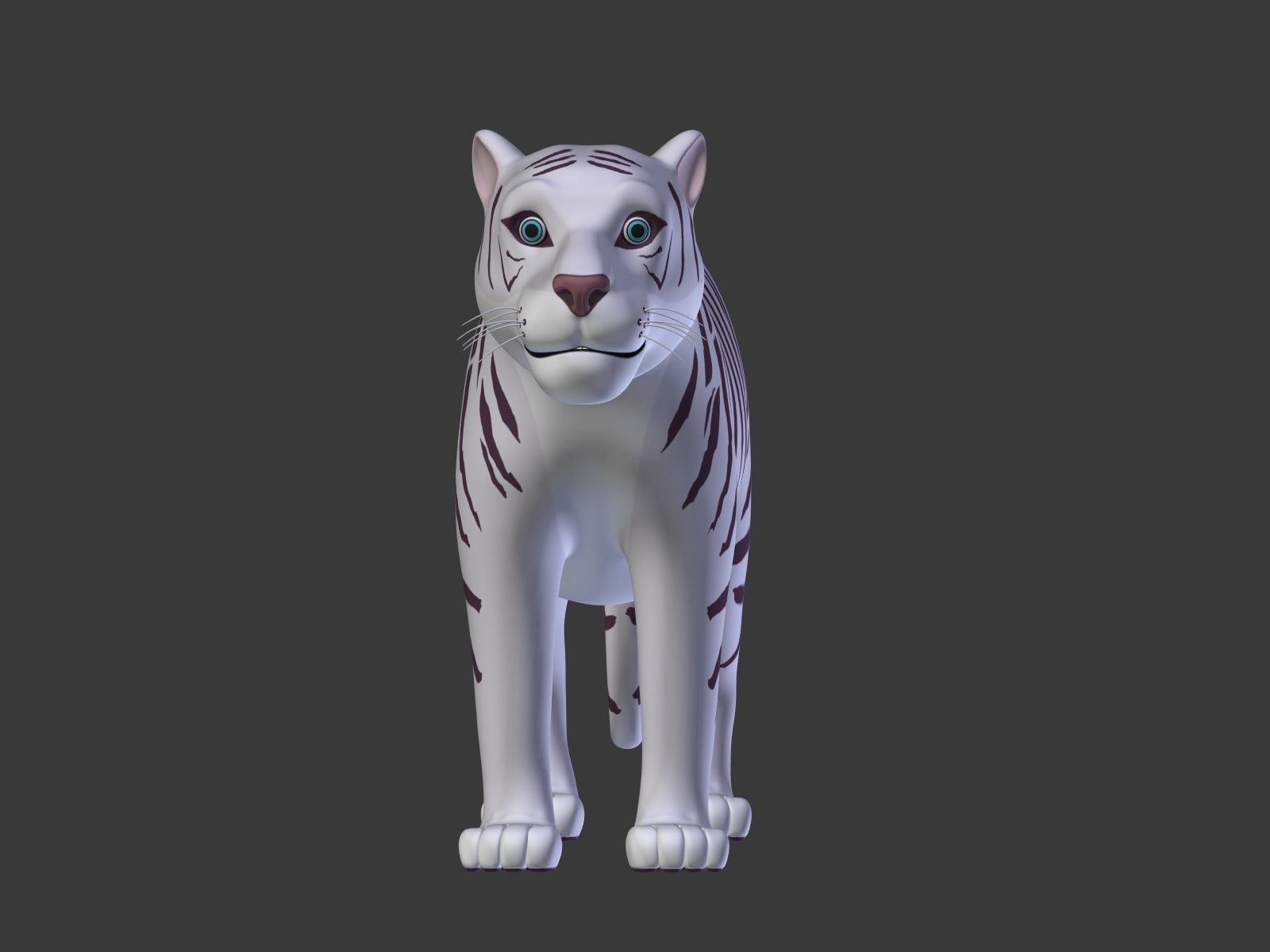 Cartoon White Tiger 3D model_11