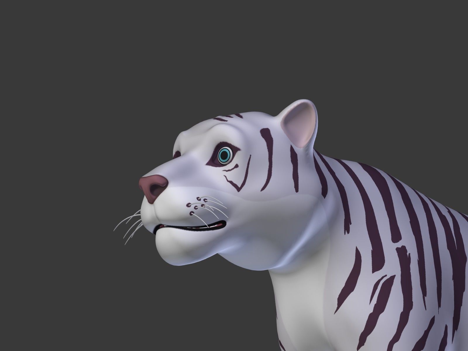 Cartoon White Tiger 3D model_27