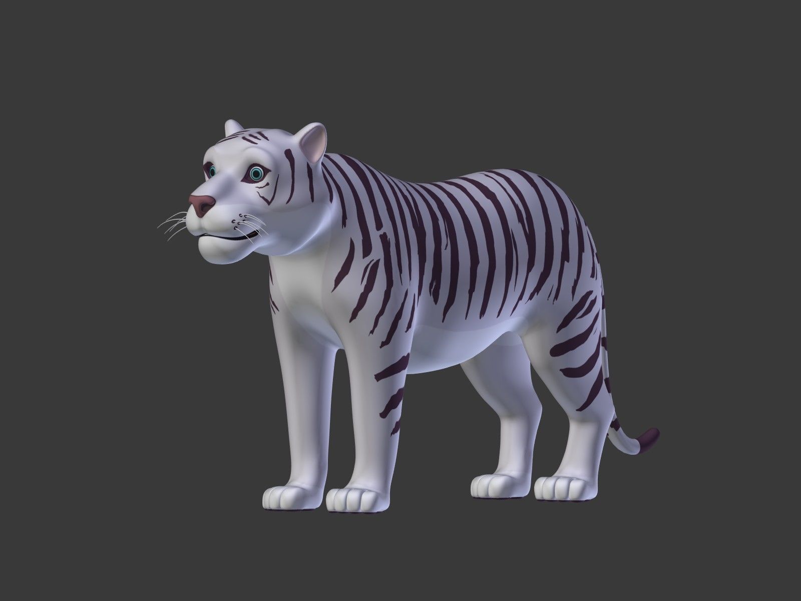 Cartoon White Tiger 3D model_13