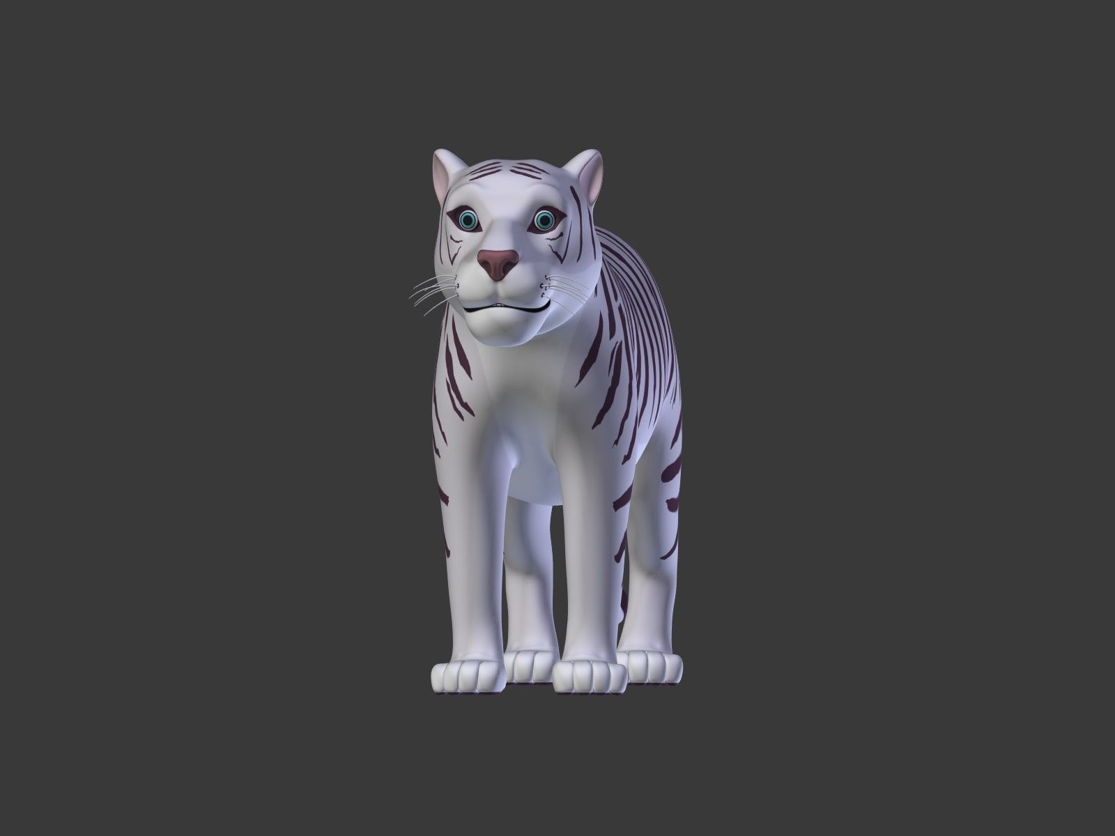 Cartoon White Tiger 3D model_9