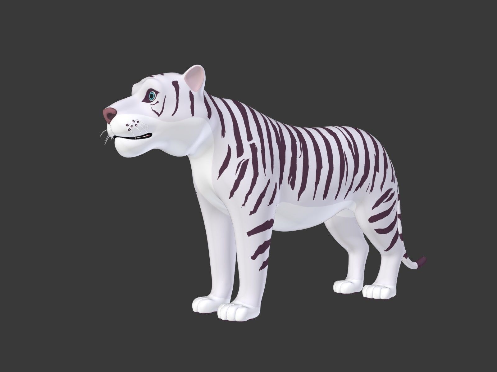 Cartoon White Tiger 3D model_1
