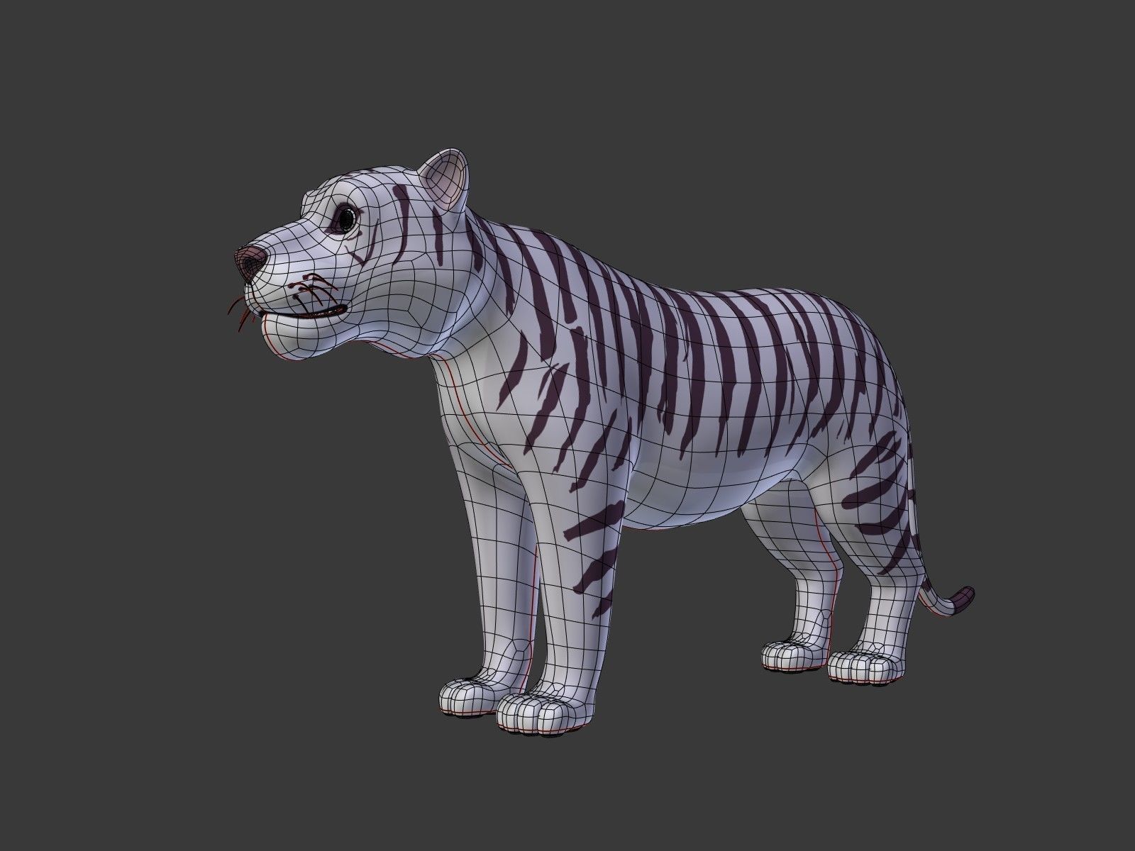 Cartoon White Tiger 3D model_3