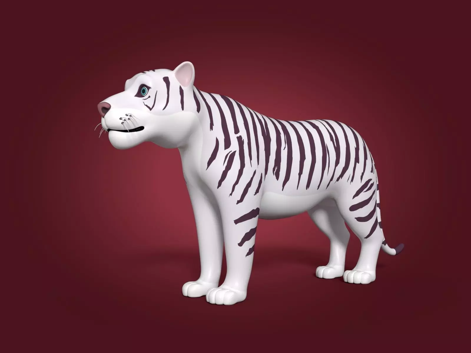 Cartoon White Tiger 3D model_0