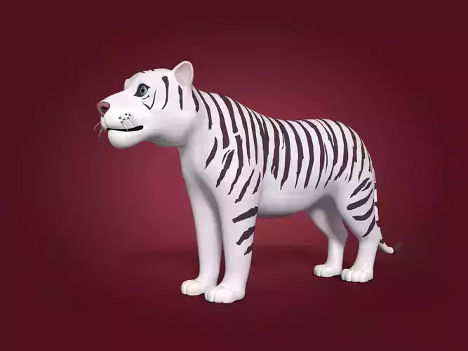 Cartoon White Tiger 3D model