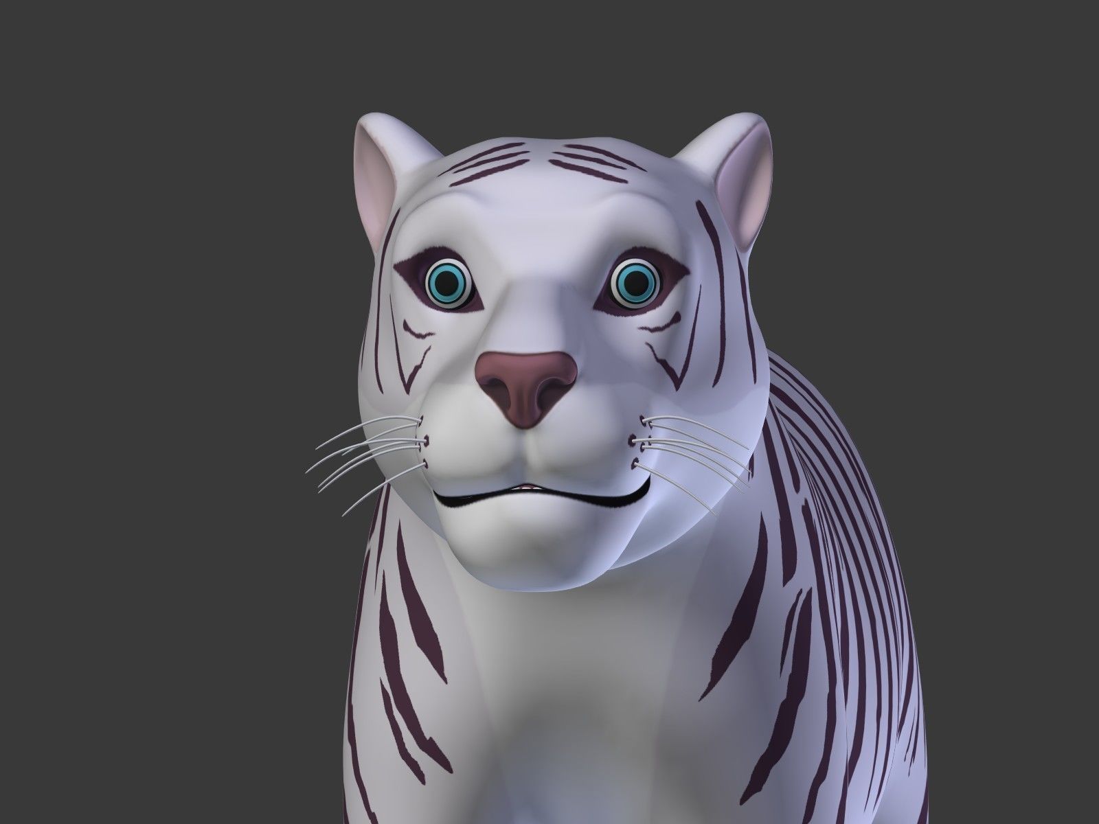 Cartoon White Tiger 3D model_5