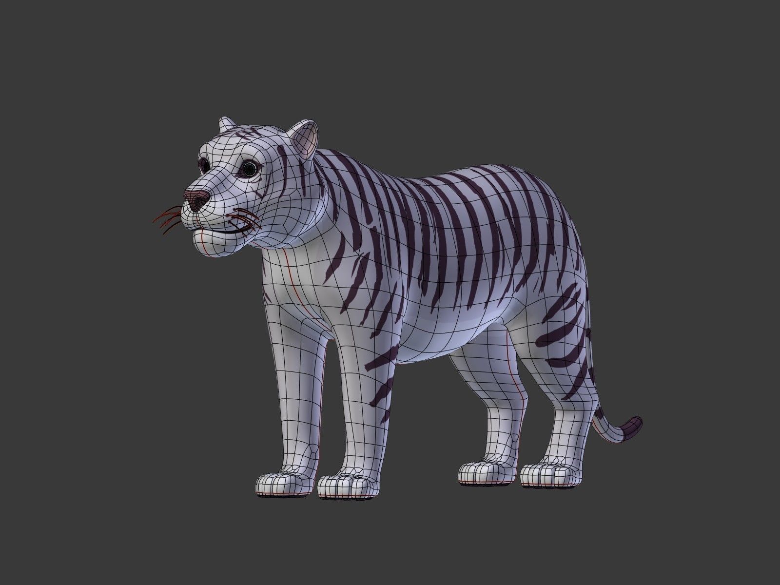 Cartoon White Tiger 3D model_14