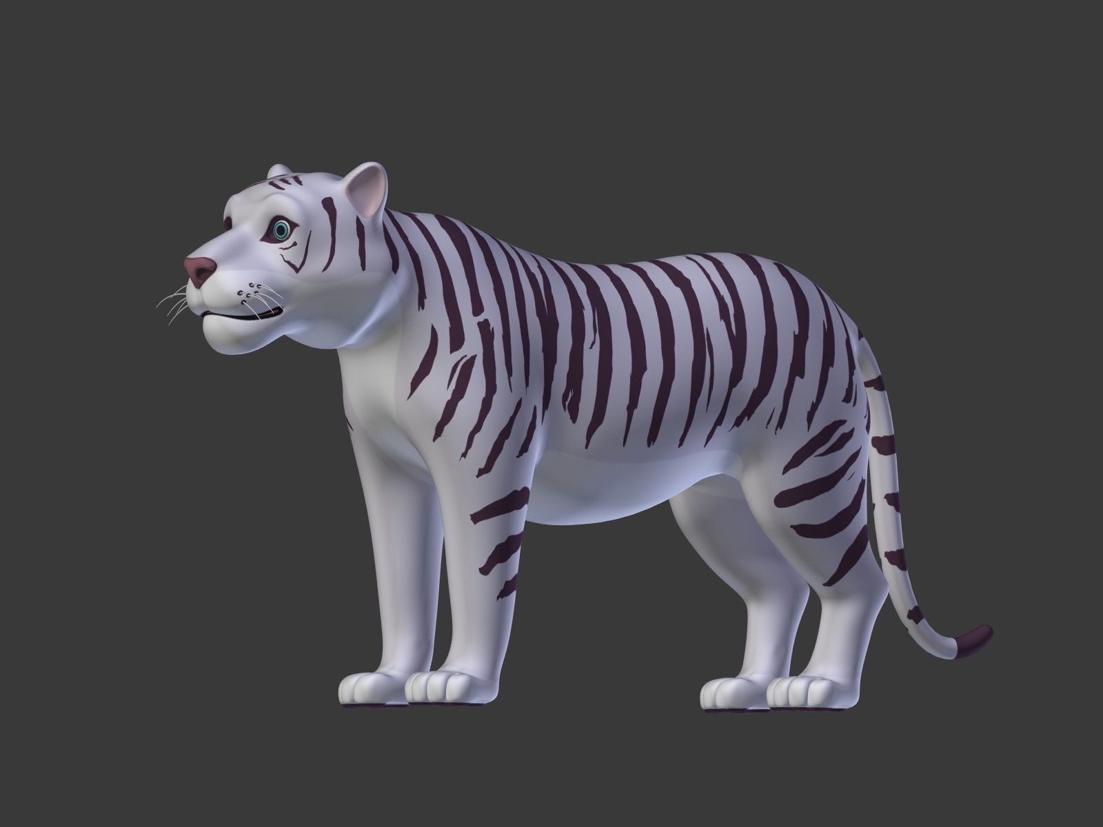 Cartoon White Tiger 3D model_15