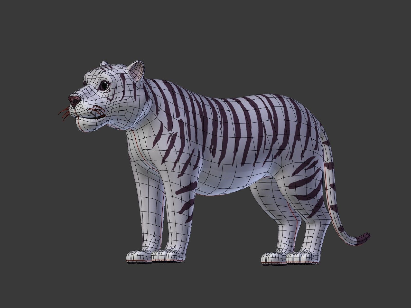 Cartoon White Tiger 3D model_16