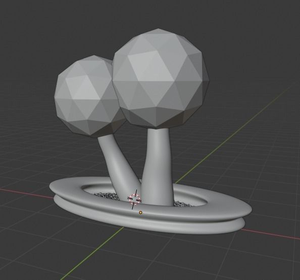 Trees And Bench 3D model_3