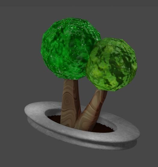 Trees And Bench 3D model_1