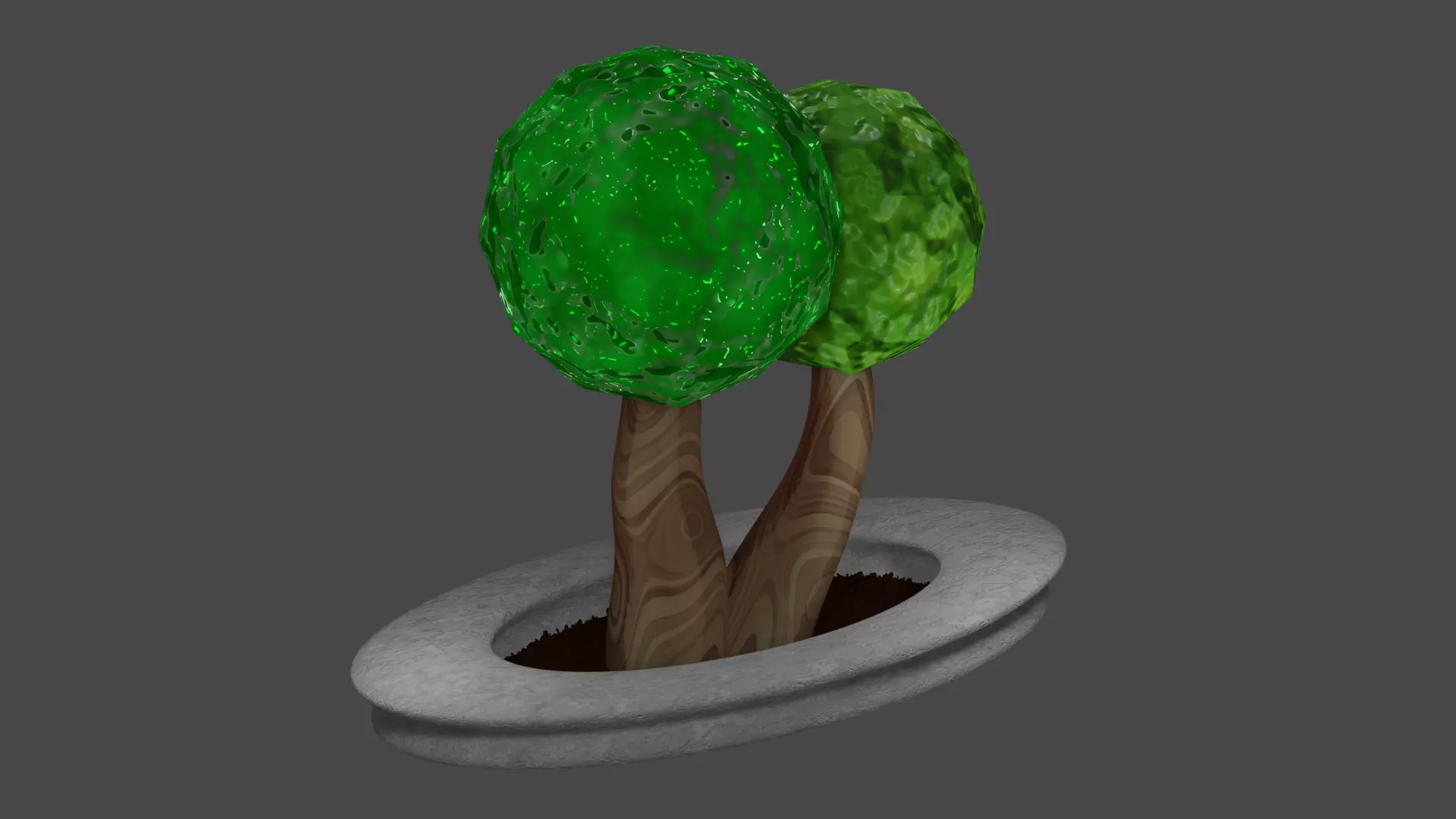 Trees And Bench 3D model_0