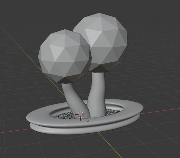 Trees And Bench 3D model_2