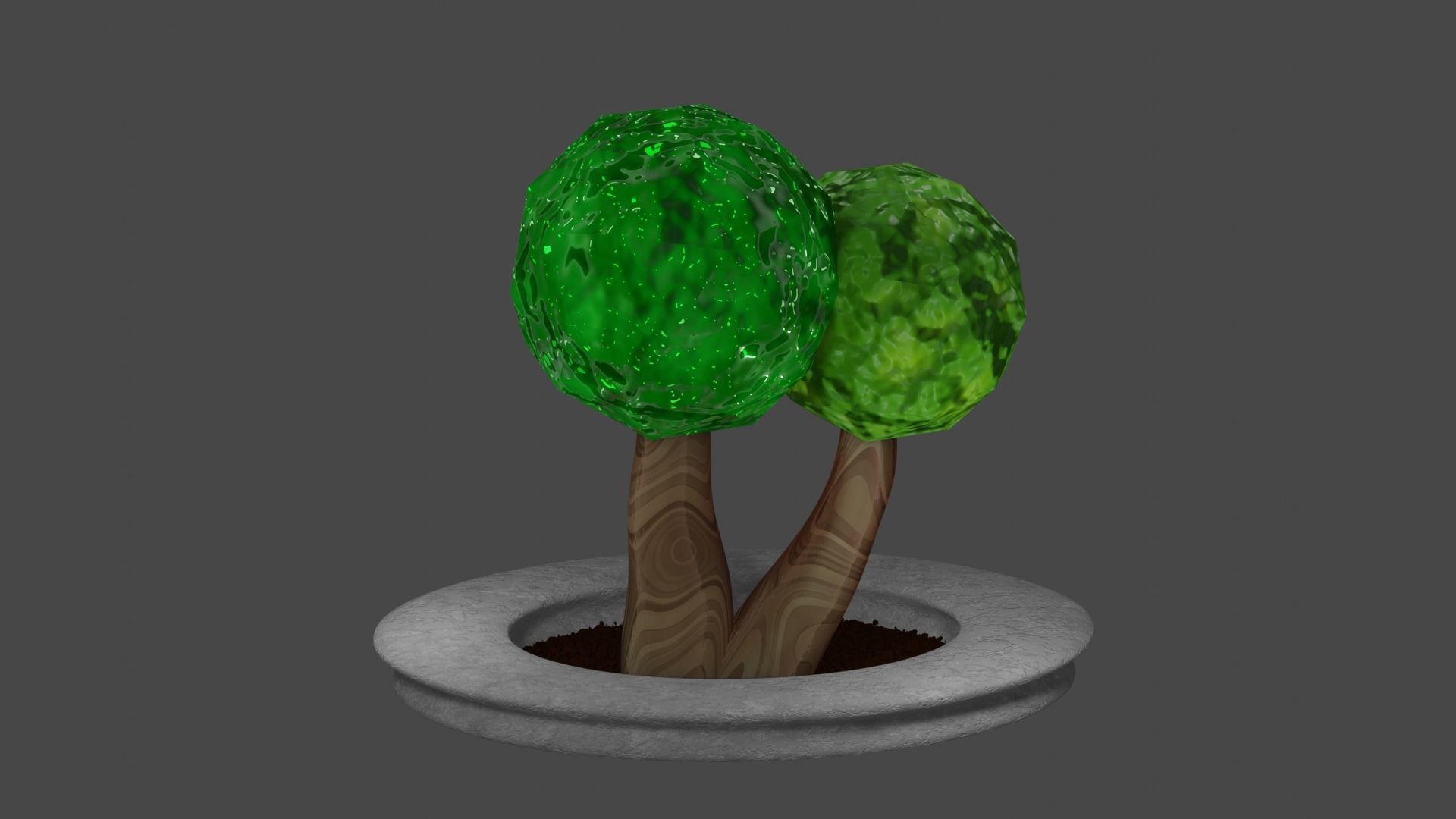 Trees And Bench 3D model_4