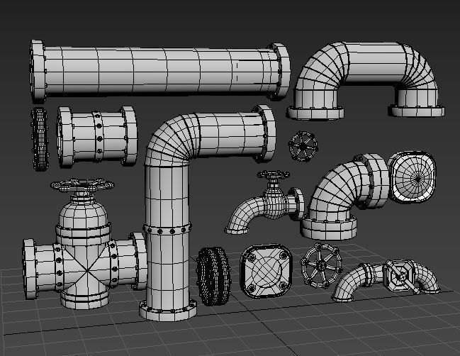 Game Assets Iron Tubes pack 3D model_2