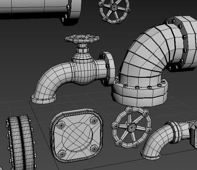 Game Assets Iron Tubes pack 3D model_3