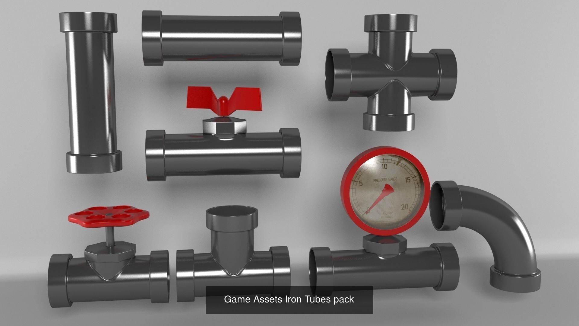 Game Assets Iron Tubes pack 3D Model Collection_2