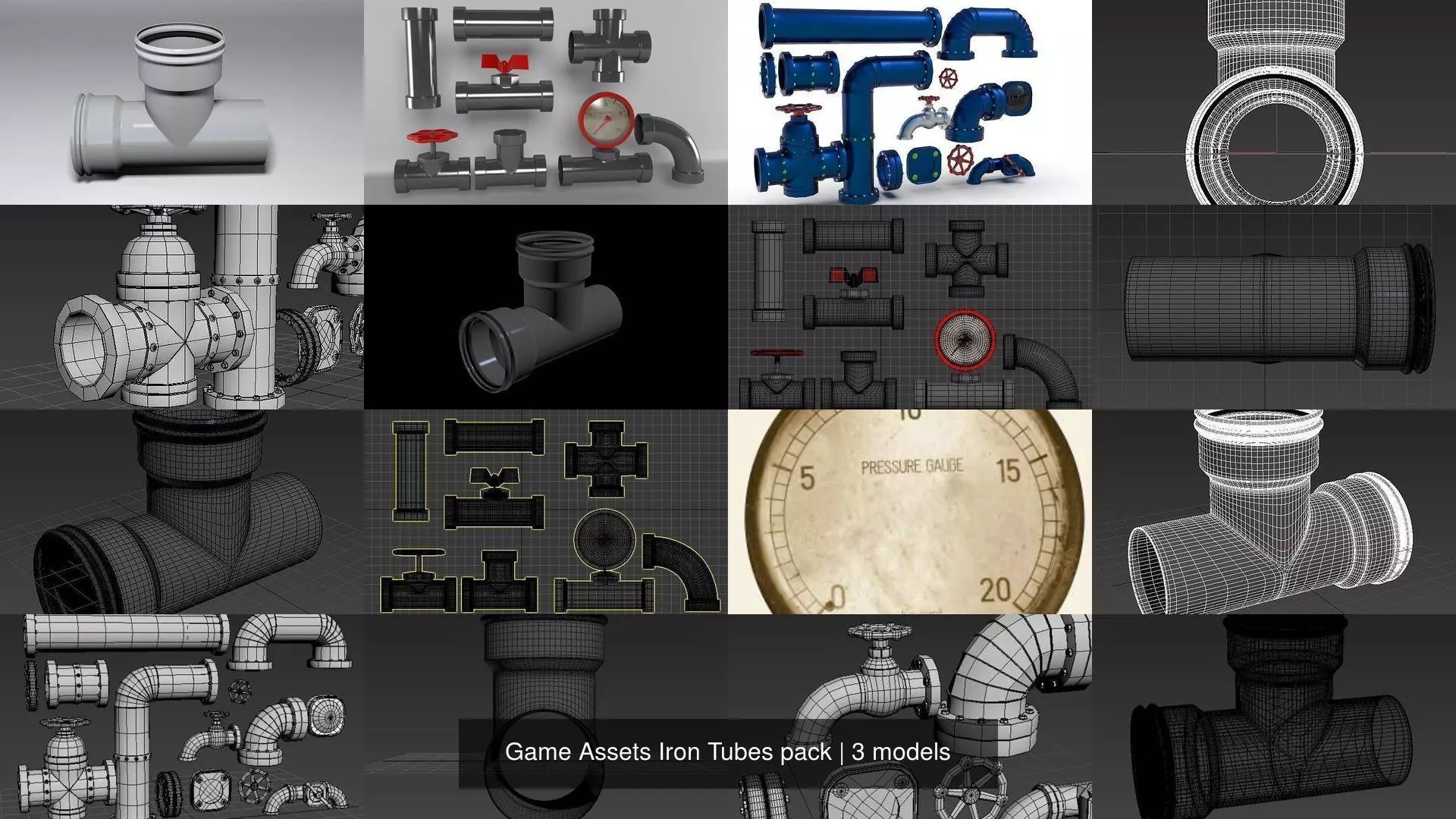 Game Assets Iron Tubes pack 3D Model Collection_0
