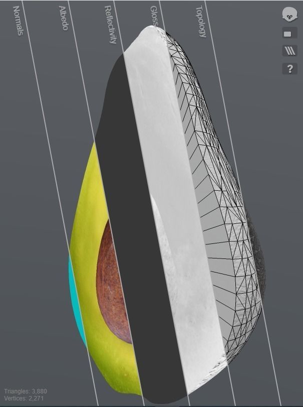 Avocado Half Low-poly 3D model_2