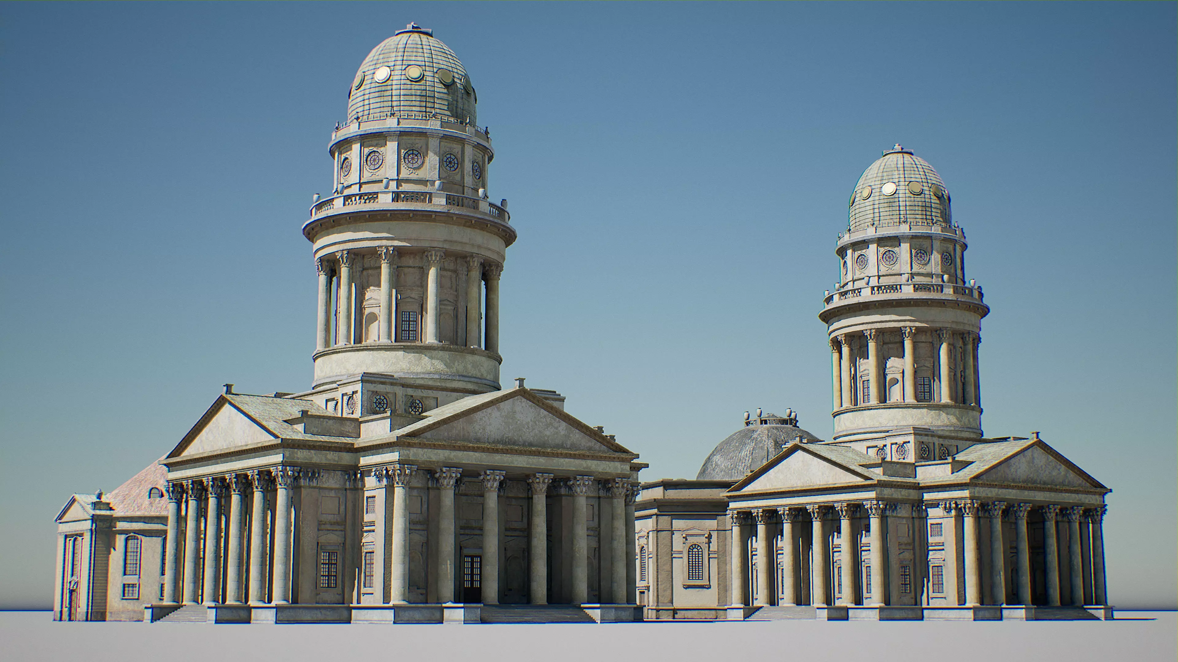 Gendarmenmarkt Berlin  French Cathedral Low-poly 3D model_0