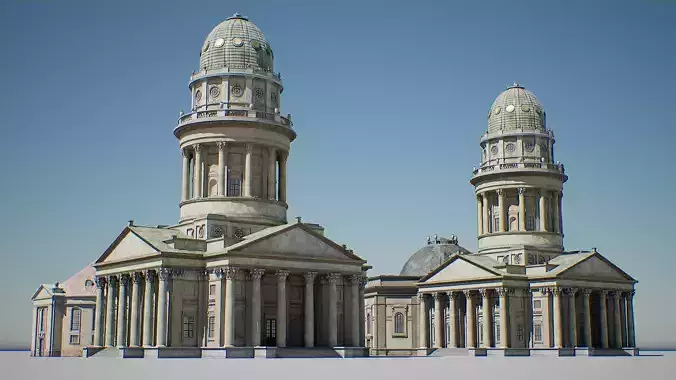 Gendarmenmarkt Berlin  French Cathedral Low-poly 3D model