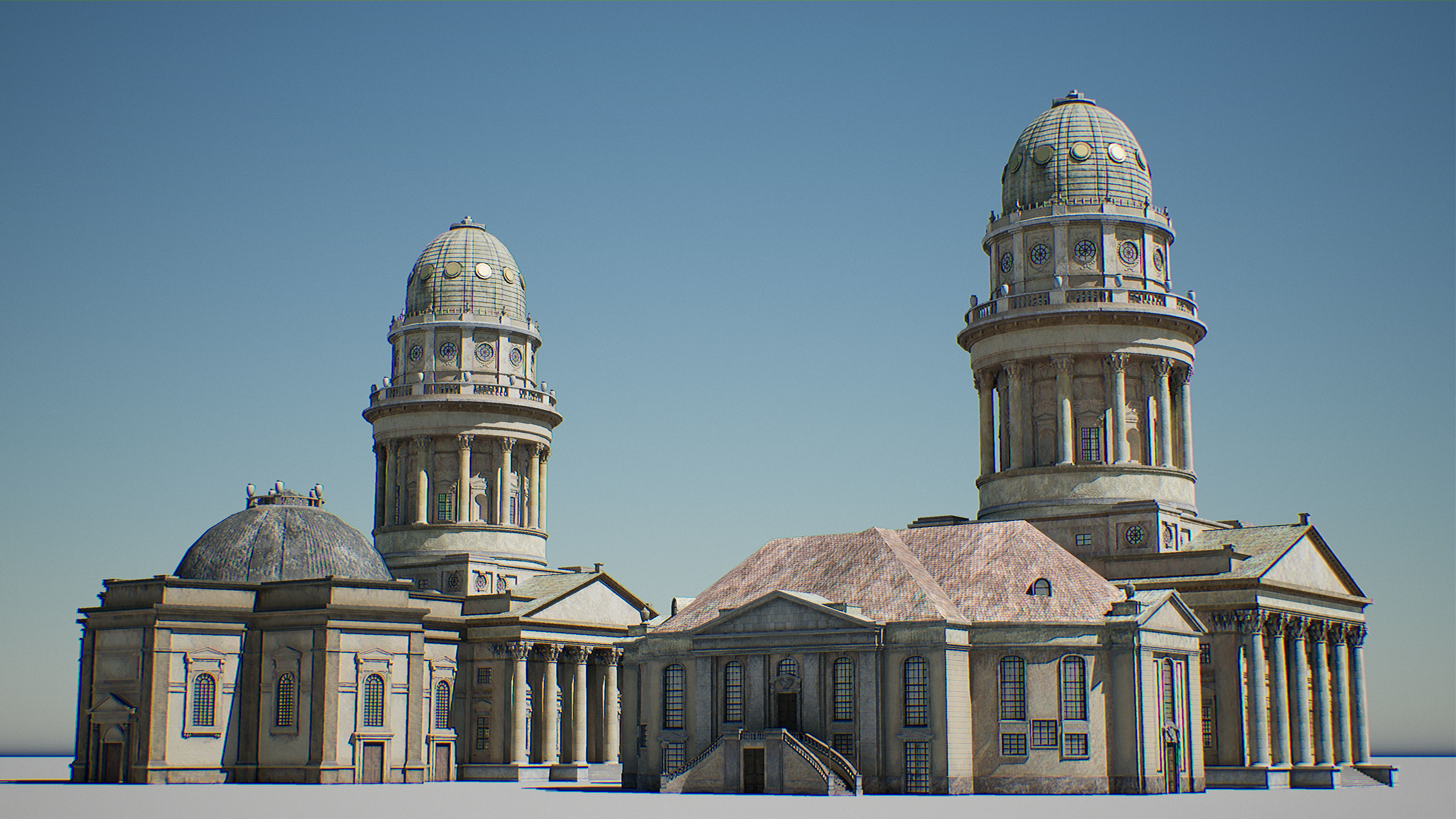 Gendarmenmarkt Berlin  French Cathedral Low-poly 3D model_1