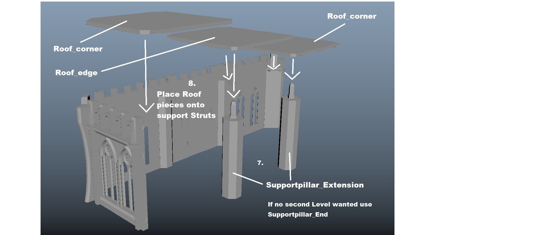 Modular gothic building -stl 3D print model_5
