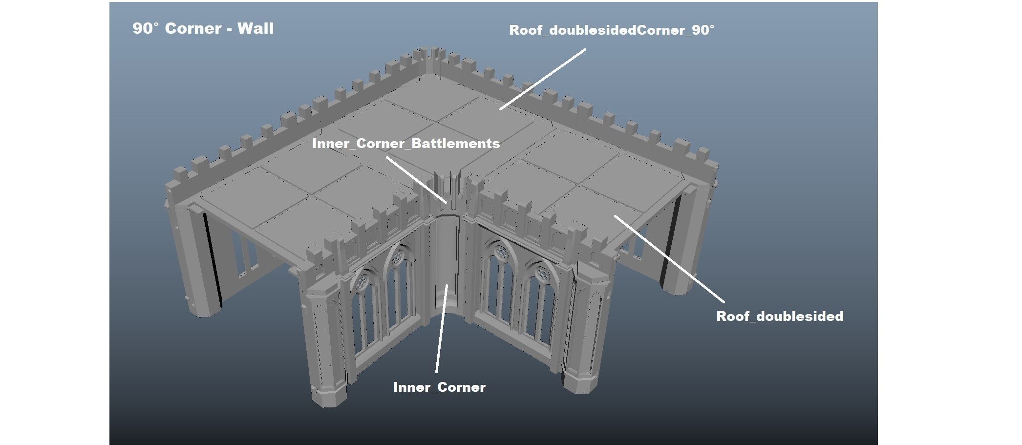 Modular gothic building -stl 3D print model_2
