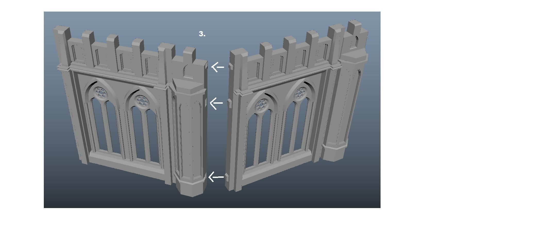 Modular gothic building -stl 3D print model_4