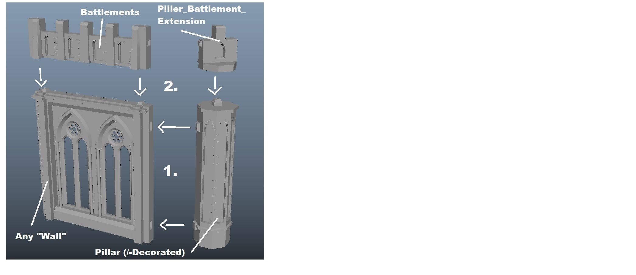 Modular gothic building -stl 3D print model_3