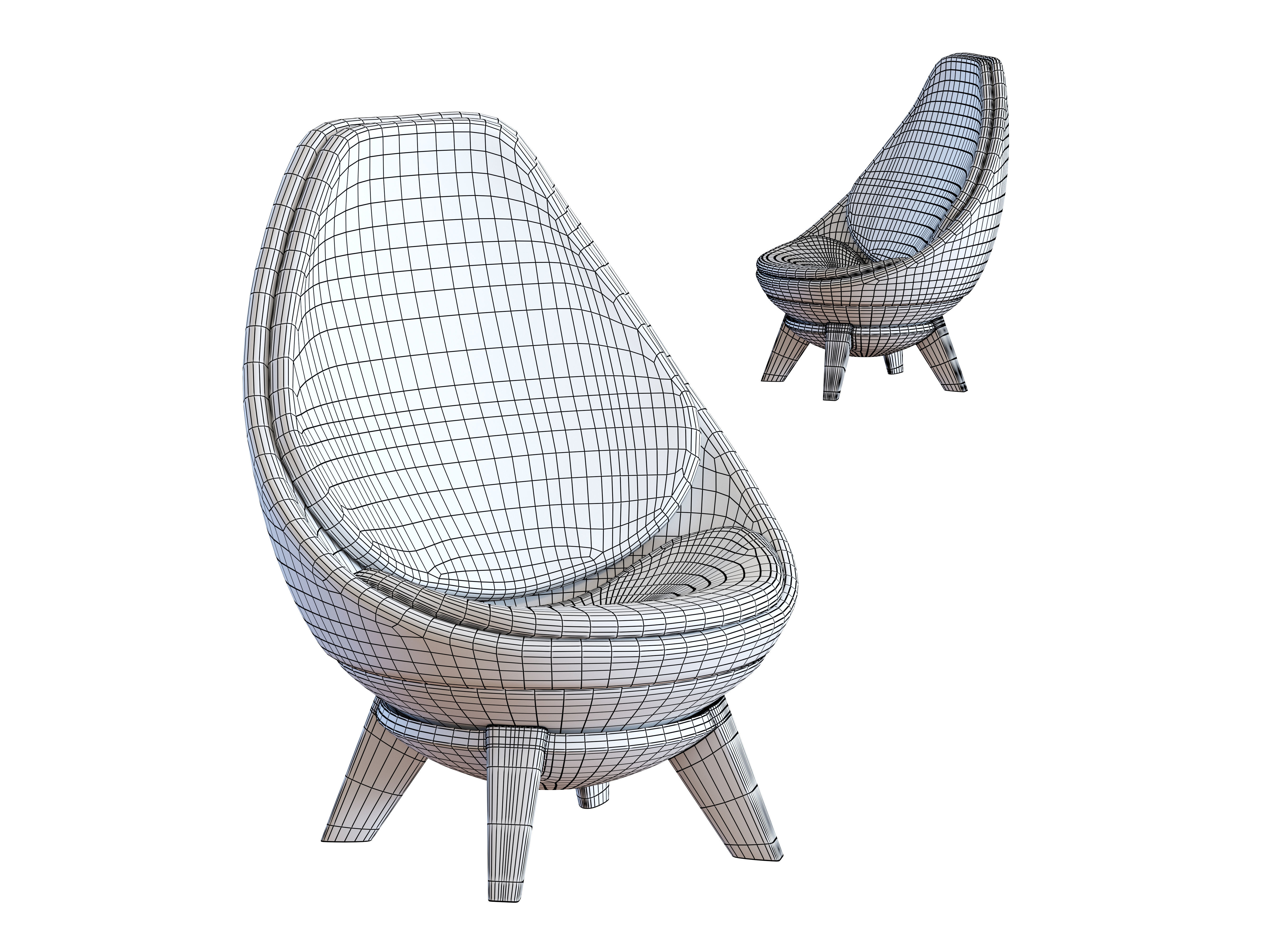 Modern Chair - Sway Lounge Seating Low-poly 3D model_5