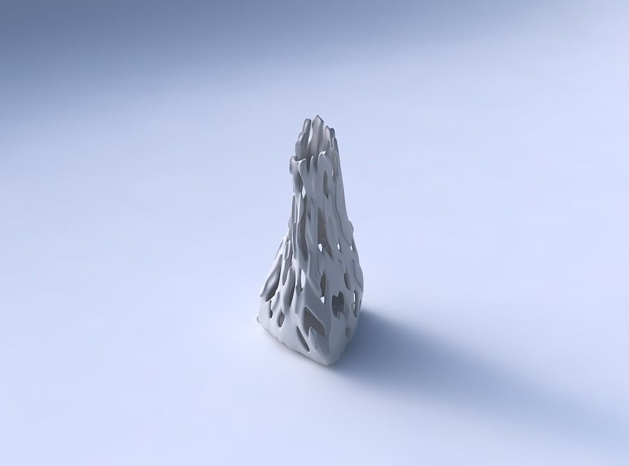 Vase twist grounded tilted triangle with smooth cuts and bulges 3D print model_3