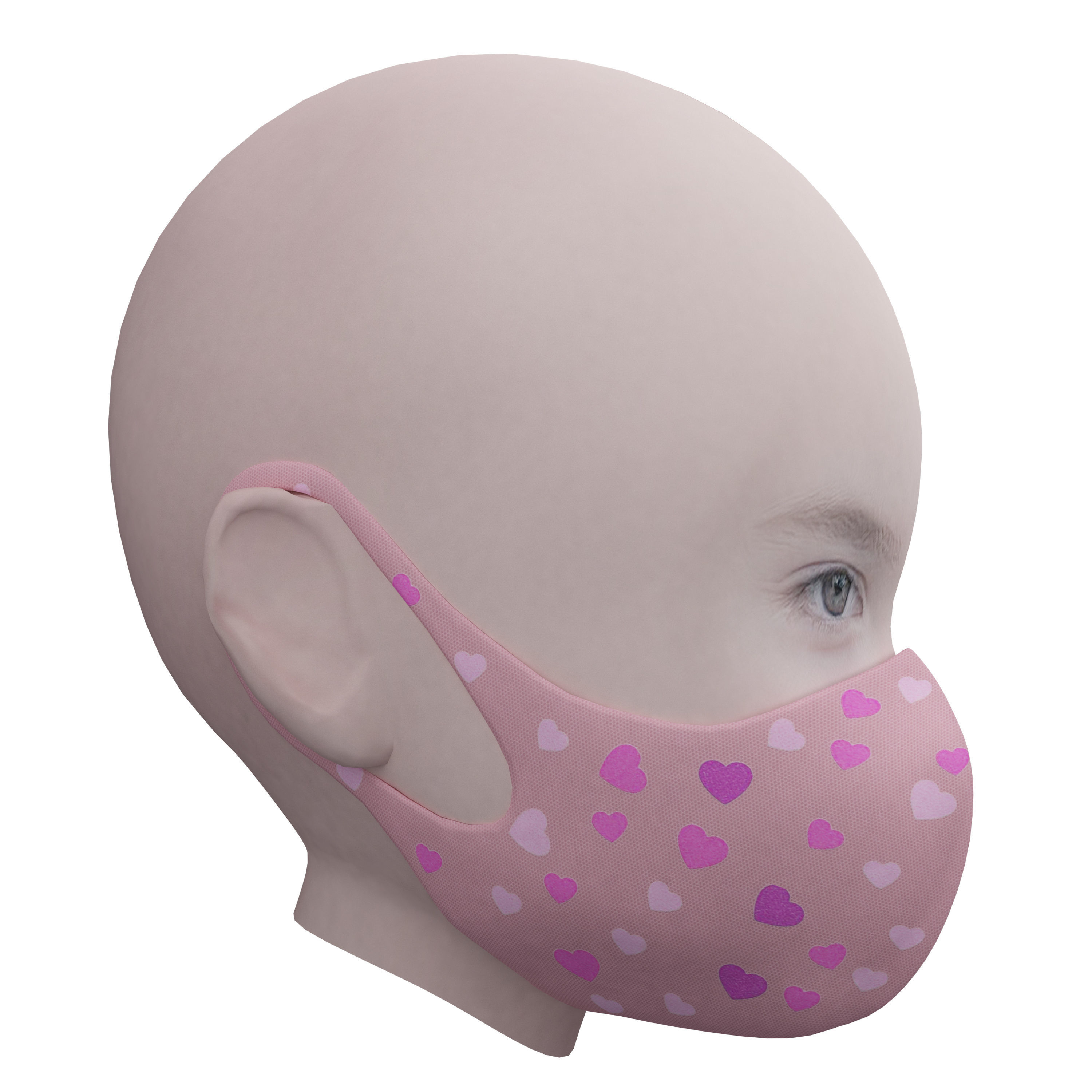 Medical mask for kids Low-poly 3D model_4