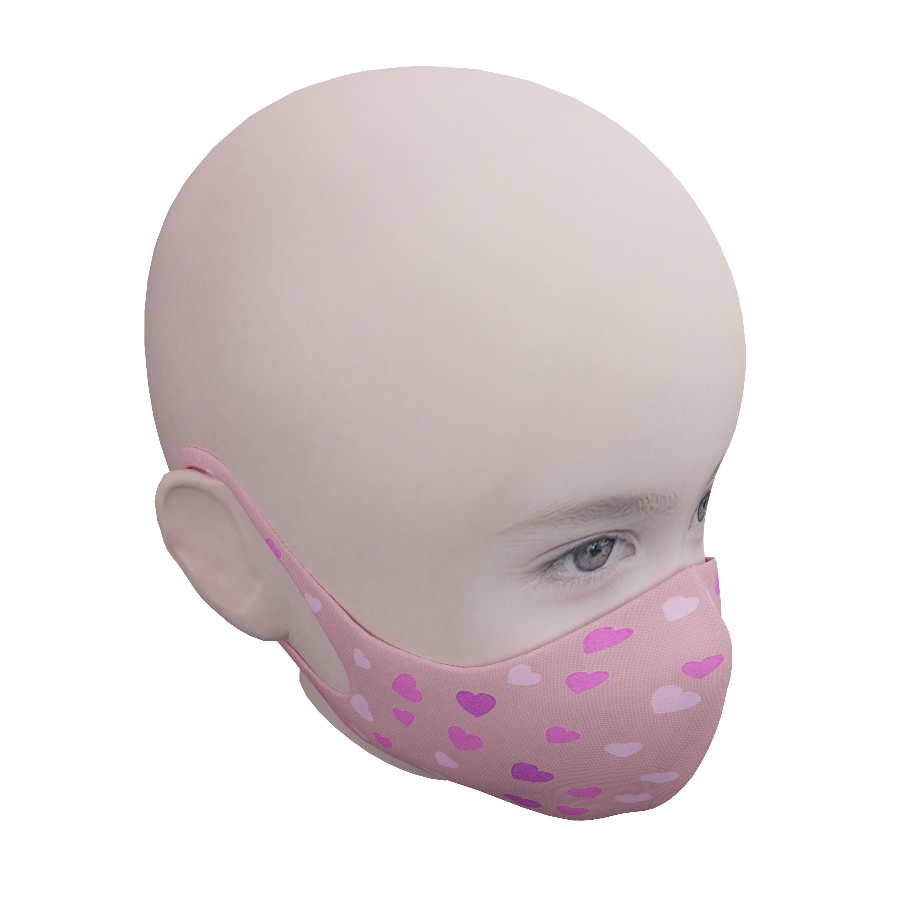 Medical mask for kids Low-poly 3D model_3