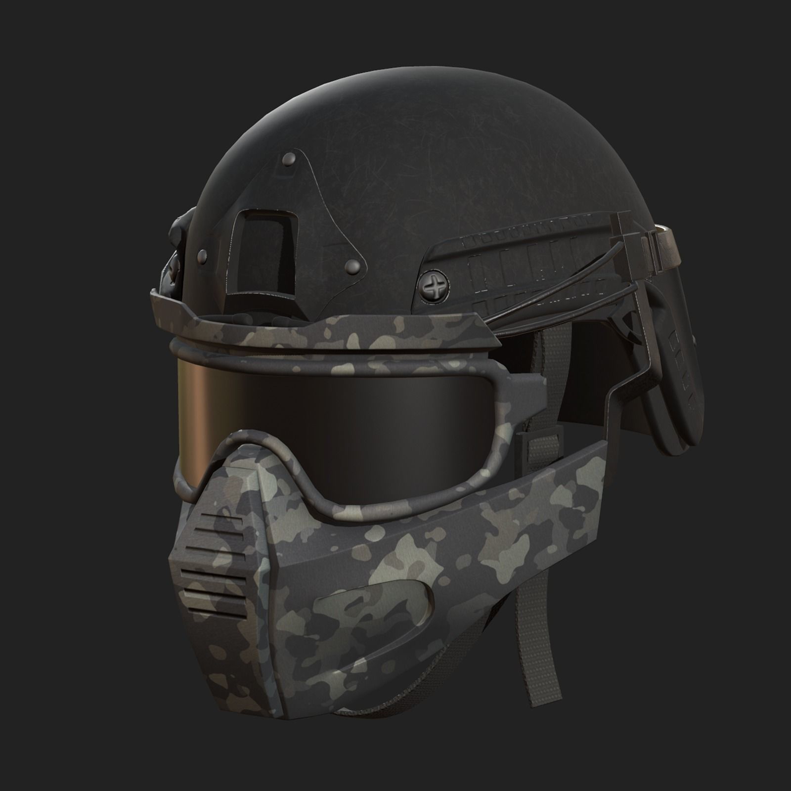 Helmet mask millitary combat soldier armor scifi fantasy Low-poly 3D model_2