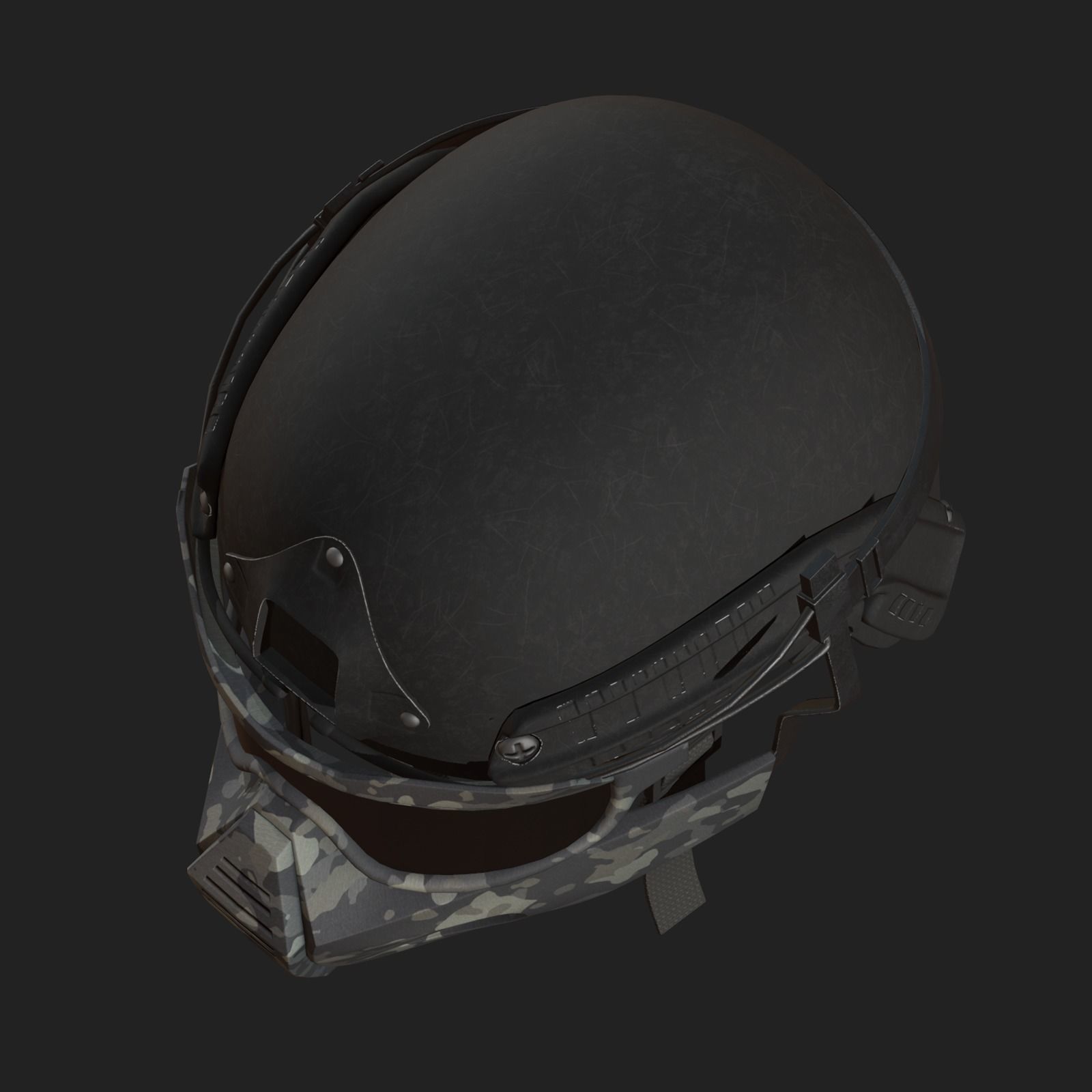 Helmet mask millitary combat soldier armor scifi fantasy Low-poly 3D model_7