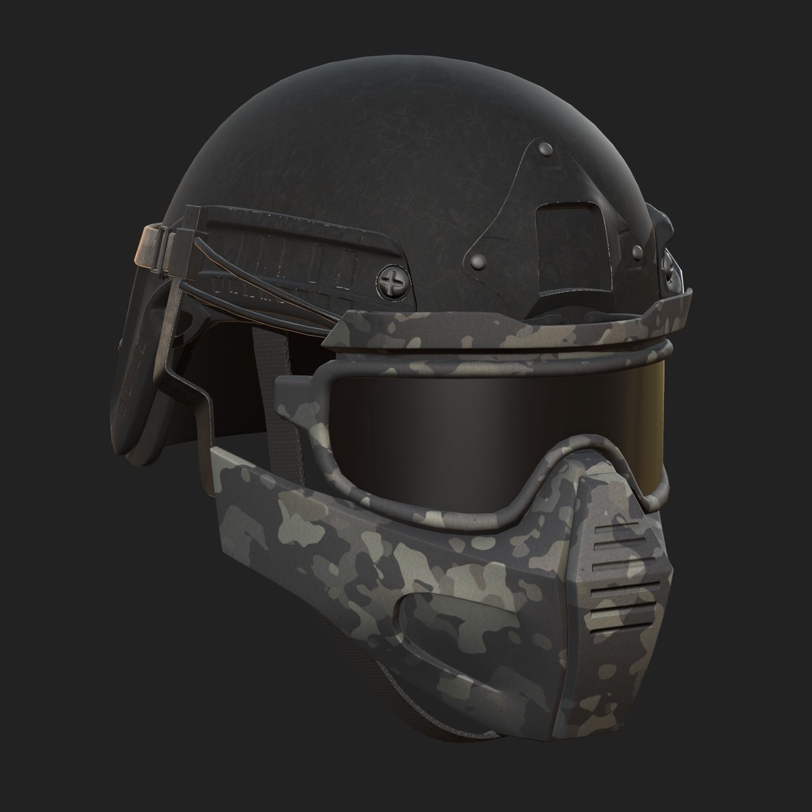 Helmet mask millitary combat soldier armor scifi fantasy Low-poly 3D model_1