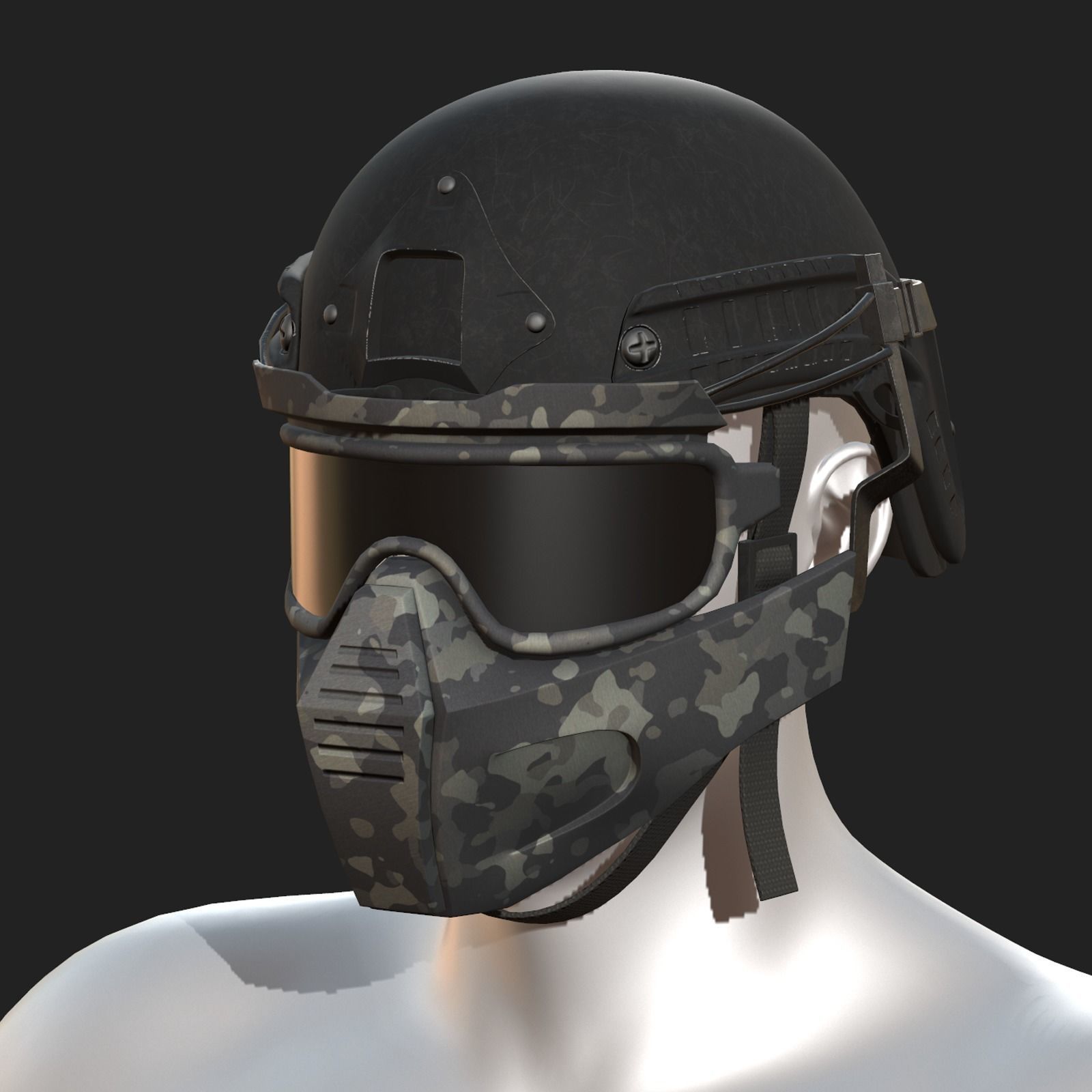 Helmet mask millitary combat soldier armor scifi fantasy Low-poly 3D model_8