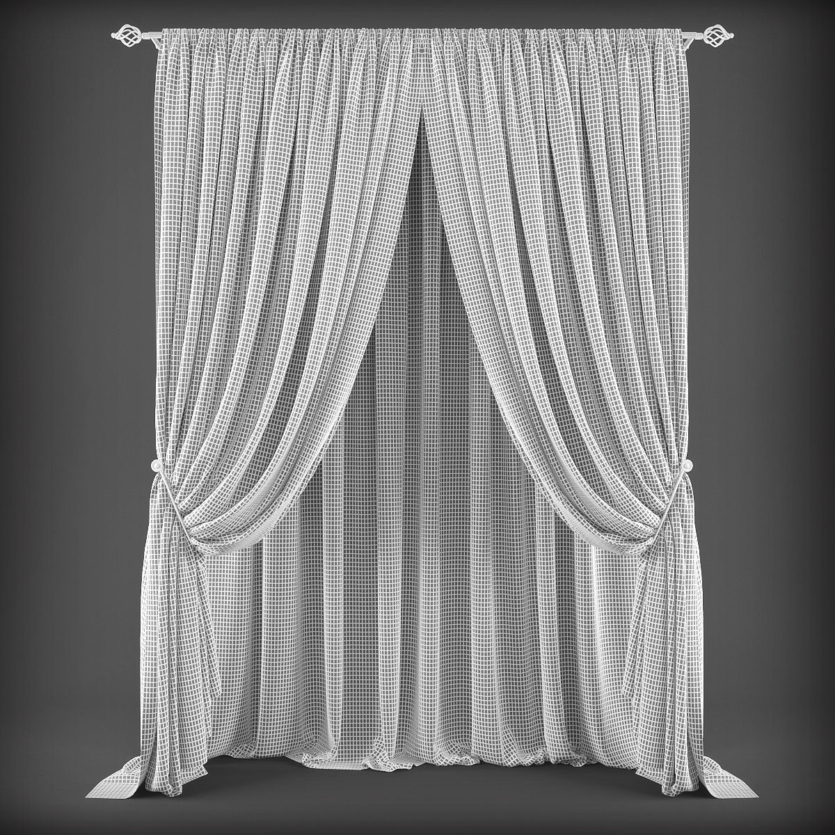 Curtain Low-poly 3D model_1
