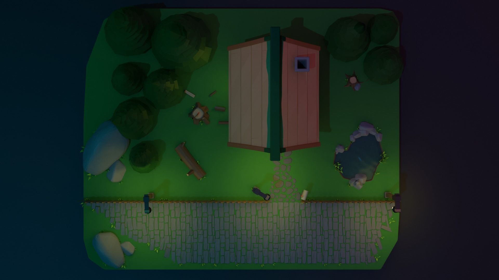 Miniature cartoon house in the nature 3D model_7